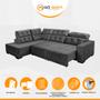 Imagem de Sofá Canto Chaise E Impermeável 285 x 205 cm Retrátil Reclinável Sttilo Suede Cinza - SóSofa