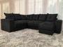 Imagem de Sofá Canto com chaise Preto 6 Lugares
