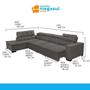Imagem de Sofá Canto com Chaise Retrátil e Reclinável 7 Lugares 360x220cm Marrom Acinzentado Sttilo Megasul