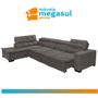 Imagem de Sofá Canto com Chaise Retrátil e Reclinável 7 Lugares 360x220cm Marrom Acinzentado Sttilo Megasul