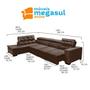Imagem de Sofá Canto com Chaise Retrátil e Reclinável 7 Lugares 3,60x2,20m Marrom Sttilo Megasul