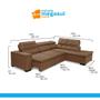 Imagem de Sofá Canto Reclinável Reclinável Retrátil Reclinável Chaise 5 Lugares 280x220cm Marrom Sttilo Megasul