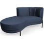 Imagem de Sofá Chaise Esquerdo Sala de Estar Penélope Base Preto Suede Azul Marinho - CasaePoltrona