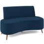 Imagem de Sofá Chaise Living 2 Lugares 135cm Para Sala Cayman K01 Veludo Azul Marinho - Lyam Decor