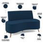 Imagem de Sofá Chaise Living 2 Lugares 160cm Para Sala Cayman K01 Veludo Azul Marinho - Lyam Decor