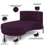 Imagem de Sofá Chaise Longue Sala de Estar Living Lucca Esquerdo D02 Veludo Roxo C-292 - Lyam Decor