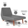 Imagem de Sofá Chaise Longue Sala de Estar Living Parisi 155 cm D02 Corano Cinza C-03 - Lyam Decor