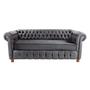 Imagem de Sofa Chesterfield Luiz XV Suede Cinza Camurca 2,30M Sala Recepcao Barbearia