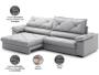 Imagem de Sofá com Carregador USB e Molas no Assento Retrátil Reclinável Nice 2,10m Linho Soft - NETSOFAS