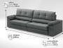 Imagem de Sofá com Carregador USB Retrátil Reclinável Monaco 2,10m Velosuede Grafite - NETSOFAS
