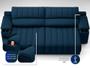 Imagem de Sofá com Porta Copos Carregador USB Ret Rec Murano 2,00m Velosuede Petróleo - NETSOFAS