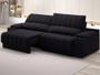 Imagem de Sofá com Porta Copos Carregador USB Ret Rec Murano 2,30m Velosuede Preto - NETSOFAS