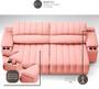 Imagem de Sofá com Porta Copos Carregador USB Ret Rec Murano 2,30m Velosuede Rose - NETSOFAS