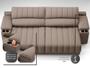 Imagem de Sofá com Porta Copos Carregador USB Ret Rec Murano 2,50m Velosuede Marrom - NETSOFAS