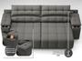 Imagem de Sofá com Porta Copos Carregador USB Ret Rec Samurai 2,30m Velosuede Cinza - NETSOFAS