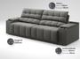 Imagem de Sofá com Porta Copos Carregador USB Ret Rec Samurai 2,30m Velosuede Cinza - NETSOFAS