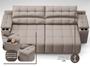 Imagem de Sofá com Porta Copos Carregador USB Ret Rec Samurai 2,50m Velosuede Bege - NETSOFAS