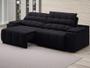 Imagem de Sofá com Porta Copos Carregador USB Ret Rec Samurai 2,50m Velosuede Preto - NETSOFAS