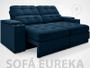 Imagem de Sofá com Porta Copos e Carregador USB Eureka 1,70m Assento Retrátil e Reclinável Velosuede Petróleo - NETSOFAS