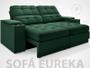 Imagem de Sofá com Porta Copos e Carregador USB Eureka 1,70m Assento Retrátil e Reclinável Velosuede Verde - NETSOFAS