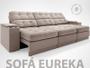 Imagem de Sofá com Porta Copos e Carregador USB Eureka 2,30m Assento Retrátil e Reclinável Velosuede Bege - NETSOFAS