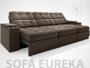 Imagem de Sofá com Porta Copos e Carregador USB Eureka 2,30m Assento Retrátil e Reclinável Velosuede Marrom - NETSOFAS