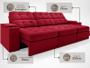 Imagem de Sofá com Porta Copos e Carregador USB Eureka 2,30m Assento Retrátil e Reclinável Velosuede Vermelho - NETSOFAS