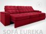 Imagem de Sofá com Porta Copos e Carregador USB Eureka 2,30m Assento Retrátil e Reclinável Velosuede Vermelho - NETSOFAS