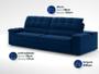 Imagem de Sofá com Porta Copos e Carregador USB Ret Rec Luke 2,50m Veludocristal Azul Marinho - NETSOFAS