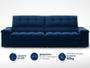 Imagem de Sofá com Porta Copos e Carregador USB Ret Rec Luke 2,50m Veludocristal Azul Marinho - NETSOFAS