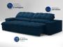 Imagem de Sofá com Porta Copos e Carregador USB Ret Rec Luke 2,50m Veludocristal Azul Marinho - NETSOFAS