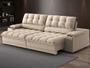 Imagem de Sofá com Porta Copos e Carregador USB Ret Rec Luke 2,90m Linho Soft Bege - NETSOFAS