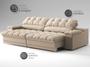 Imagem de Sofá com Porta Copos e Carregador USB Ret Rec Luke 2,90m Linho Soft Bege - NETSOFAS