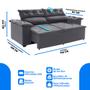 Imagem de Sofá Compact 1,5 metros retrátil e reclinável com Molas Espirais Suede Cinza - Sofá na Web
