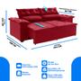 Imagem de Sofá Compact 2 metros retrátil e reclinável com Molas Espirais Vermelho - Sofá na Web