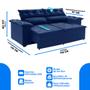 Imagem de Sofá Compact especial 1,5 metros retrátil e reclinável com Molas Espirais Suede Azul - Sofá na Web