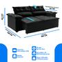 Imagem de Sofá Compact especial 1,8 metros retrátil e reclinável com Molas Espirais Preto - Sofá na Web