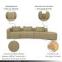 Imagem de Sofá Curvo Decorativo Kimiko 427Cm 6 Lugares Sala de Estar com Chaise Bouclê Bege G52 - Gran Belo