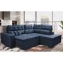 Imagem de Sofá de Canto 2,60x2,36m Retrátil e Reclinável com Molas Cama inBox Platinum Direito Suede Azul