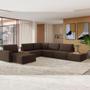 Imagem de Sofá de Canto 5 lugares com Chaise Modular Moderno Premium Veludo Marrom Agatha