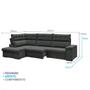 Imagem de Sofa de Canto 6 Lugares em Veludo Retrátil e Reclinável 110x190x260 cm - Flexforma Estofados Everest