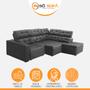 Imagem de Sofá de Canto Chaise D 293 x 220 Cm Retrátil Reclinável Mola Bonnel D26 Prime Suede Cinza - SóSofá