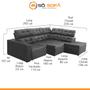 Imagem de Sofá de Canto Chaise D 293 x 220 Cm Retrátil Reclinável Mola Bonnel D26 Prime Suede Cinza - SóSofá