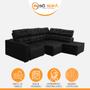 Imagem de Sofá de Canto Chaise D 293 x 220 Cm Retrátil Reclinável Mola Bonnel D26 Prime Suede Preto - SóSofá