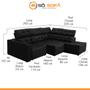 Imagem de Sofá de Canto Chaise D 293 x 220 Cm Retrátil Reclinável Mola Bonnel D26 Prime Suede Preto - SóSofá
