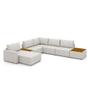 Imagem de Sofá de Canto Decorativo Sala de Estar 715cm Modulado Takashi com Chaise e Puffs Linho Off White G45 - Gran Belo