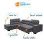 Imagem de Sofá De Canto Retrátil Com Molas Assento Sttilo 2,80x2,20 m 5 Lugares Chaise Pillow Cinza - Megasul