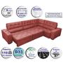 Imagem de Sofa de Canto Retrátil e Reclinável Cama inBox Austin 3,65X2,54 ou 2,54X3,65 Velusoft Vermelho