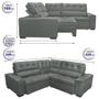 Imagem de Sofa de Canto Retrátil e Reclinável com Molas Cama inBox Austin 2,20m x 2,20m Suede Velusoft Cinza