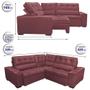 Imagem de Sofa de Canto Retrátil e Reclinável com Molas Cama inBox Austin 2,20m x 2,20m Suede Velusoft Vinho